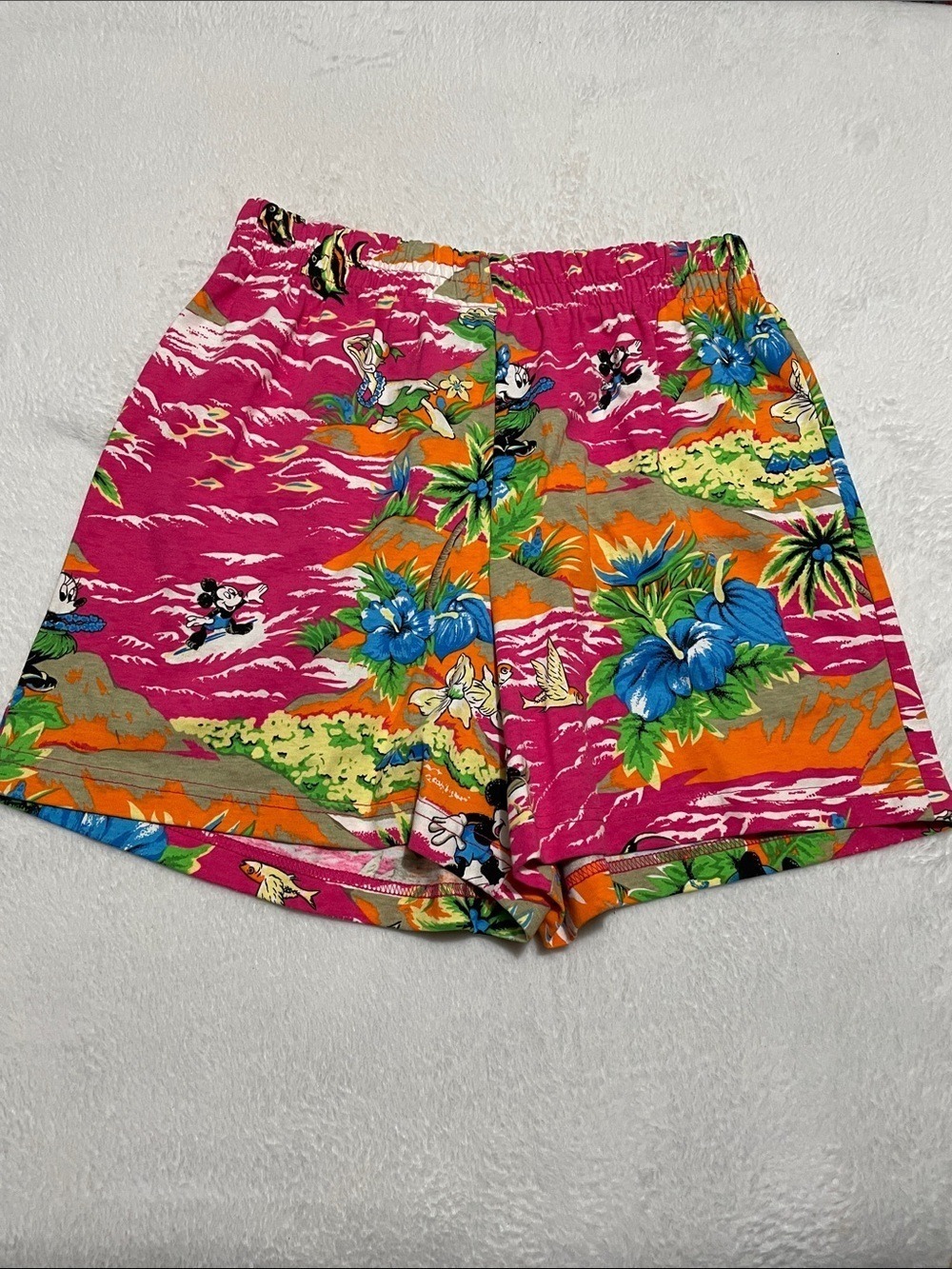 Vintage Mickey Jerry Leigh Disney Tropical Pink All Over Print Women’s Shorts XL